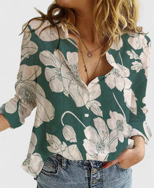 Elisa | Damen Casual Knopf V-Ausschnitt Bluse – Grün 2