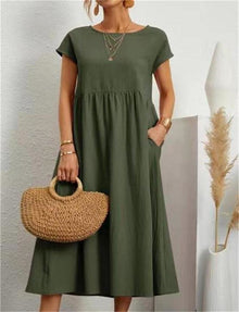 Ginovu - Stylisches Sommerkleid – Dunkelgrün