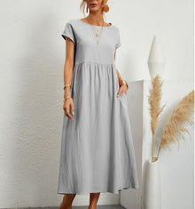 Ginovu - Stylisches Sommerkleid – Silber-Grau