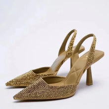 Glitzer Pumps Damen mit Strassbesatz – Gold