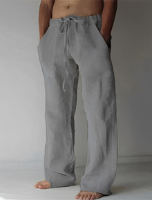 Garth - Leinen-Baggy-Hose für Herren – Grau