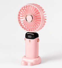Handventilator mit Akku und LED Display – Rosa