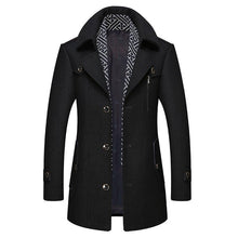 Anspruchsvoller Trenchcoat mit hohem Kragen für Männer – Schwarz
