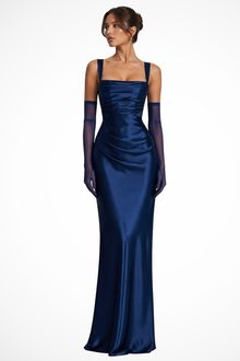 Helene | Damen Elegantes Maxi Abendkleid – Marineblau