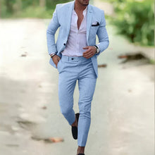 PAYPAL-DISPUTE_Leichter Herren Leinenanzug – 2-teilig, Slim Fit, ideal für Sommer, Hochzeit & Business – Hellblau