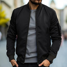 Herren Bomberjacke Casual Regular Fit – Schwarz