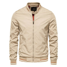 Herren Bomberjacke mit Reißverschluss und Rippbündchen – Khaki
