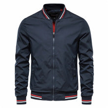 Herren Bomberjacke mit Reißverschluss und Rippbündchen – Blau
