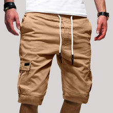 Herren Cargo Shorts mit Kordelzugbund und Mehreren Taschen – Khaki