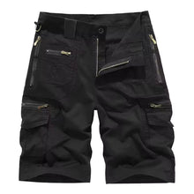 Herren Cargo Shorts mit Mehreren Taschen und Reißverschluss – Schwarz