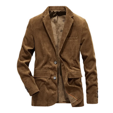 Herren Cordblazer mit Reverskragen und Knopfverschluss – Braun