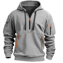 Andreas | Herren Freizeit-Hoodie mit Reißverschluss-Taschen Viertelreißverschluss – Hellgrau