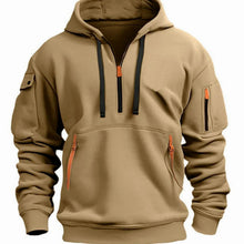 Andreas | Herren Freizeit-Hoodie mit Reißverschluss-Taschen Viertelreißverschluss – Khaki