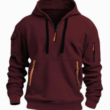 Andreas | Herren Freizeit-Hoodie mit Reißverschluss-Taschen Viertelreißverschluss – Rot