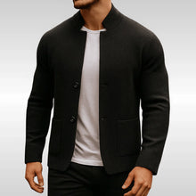 Fabian | Herren Gesteppte Jacke Stehkragen Zweiknopf Cardigan – Schwarz