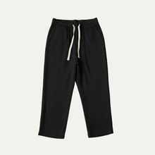 Herren Hose mit elastischem Bund und Kordelzug sowie geradem Bein – Schwarz