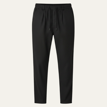 Herren Hose mit geradem Bein und Kordelzugbund – Schwarz