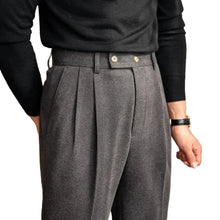 Herren Hose mit hohem Bund und Bundfalte – Grau