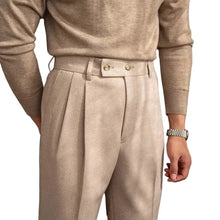 Herren Hose mit hohem Bund und Bundfalte – Beige