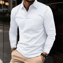 Niklas | Herren Klassisches Langarm-Poloshirt Slim-Fit Kentkragen – Weiß