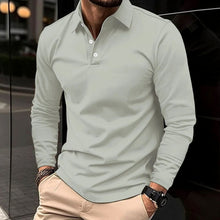 Niklas | Herren Klassisches Langarm-Poloshirt Slim-Fit Kentkragen – Grau