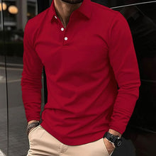Niklas | Herren Klassisches Langarm-Poloshirt Slim-Fit Kentkragen – Rot