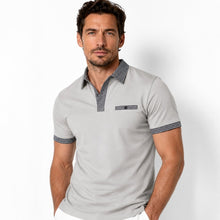 Herren-Kurzarm-Poloshirt mit gemustertem Besatz – Grau