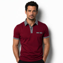 Herren-Kurzarm-Poloshirt mit gemustertem Besatz – Rot