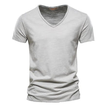Sebastian | Herren Kurzarm V-Ausschnitt Slim-Fit T-Shirt knitterfrei – Hellgrau