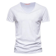 Sebastian | Herren Kurzarm V-Ausschnitt Slim-Fit T-Shirt knitterfrei – Weiß