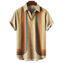 Herren Kurzarmhemd mit geometrischem Streifenpanel – Khaki