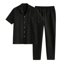 Herren Kurzarmhemd und Hose Set – Schwarz