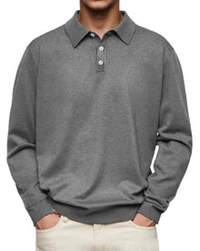 Leon | Herren Langarm-Poloshirt klassischer Schnitt knitterarm – Grau