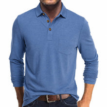 Sebastian | Herren Langarm-Poloshirt mit Brusttasche und Knopfleiste – Hellblau