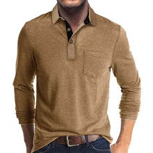 Sebastian | Herren Langarm-Poloshirt mit Brusttasche und Knopfleiste – Braun