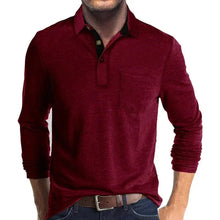 Sebastian | Herren Langarm-Poloshirt mit Brusttasche und Knopfleiste – Rot