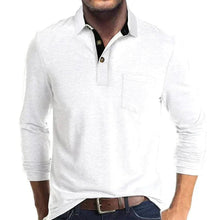 Sebastian | Herren Langarm-Poloshirt mit Brusttasche und Knopfleiste – Weiß
