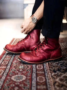 Julian | Herren Mens Boots Klassische Schnürstiefel aus robustem PU-Leder – Dunkelbraun