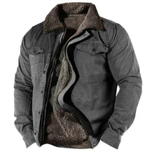 Niklas | Herren Mens Cardigan Fleece-Gefütterter Western Hemdjacke – Dunkelgrau