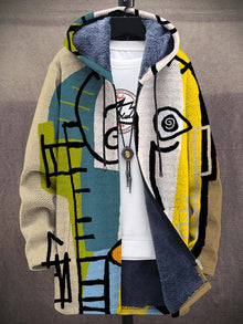 Andreas | Herren Mens Cardigan Kunstdruck Fleece-Gefütterter Oversized Hoodie – Mehrfarbig