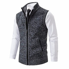 Maximilian | Herren Mens Cardigan Strick-Weste Reißverschluss Stehkragen – Dunkelgrau