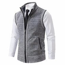 Maximilian | Herren Mens Cardigan Strick-Weste Reißverschluss Stehkragen – Hellgrau