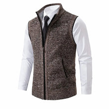 Maximilian | Herren Mens Cardigan Strick-Weste Reißverschluss Stehkragen – Braun