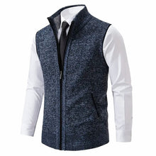 Maximilian | Herren Mens Cardigan Strick-Weste Reißverschluss Stehkragen – Blau