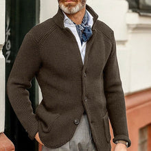 Tobias | Herren Mens Cardigan Strickjacke mit Knopfleiste Waffelstrick – Kaffee