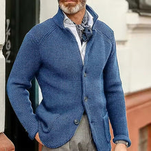 Tobias | Herren Mens Cardigan Strickjacke mit Knopfleiste Waffelstrick – Himmelblau