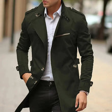 Maximilian | Herren Mens Wool Coat Eleganter Slim-Fit Trenchcoat – Grün