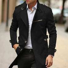 Maximilian | Herren Mens Wool Coat Eleganter Slim-Fit Trenchcoat – Schwarz