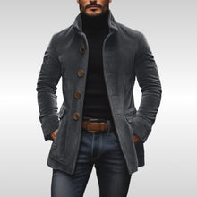 Fabian | Herren Mens Wool Coat Slim-Fit Cord Winterjacke mit Knöpfen – Grau