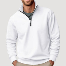 Tobias | Herren Pullover mit Viertelreißverschluss Lockere Passform Sweatshirt – Weiß